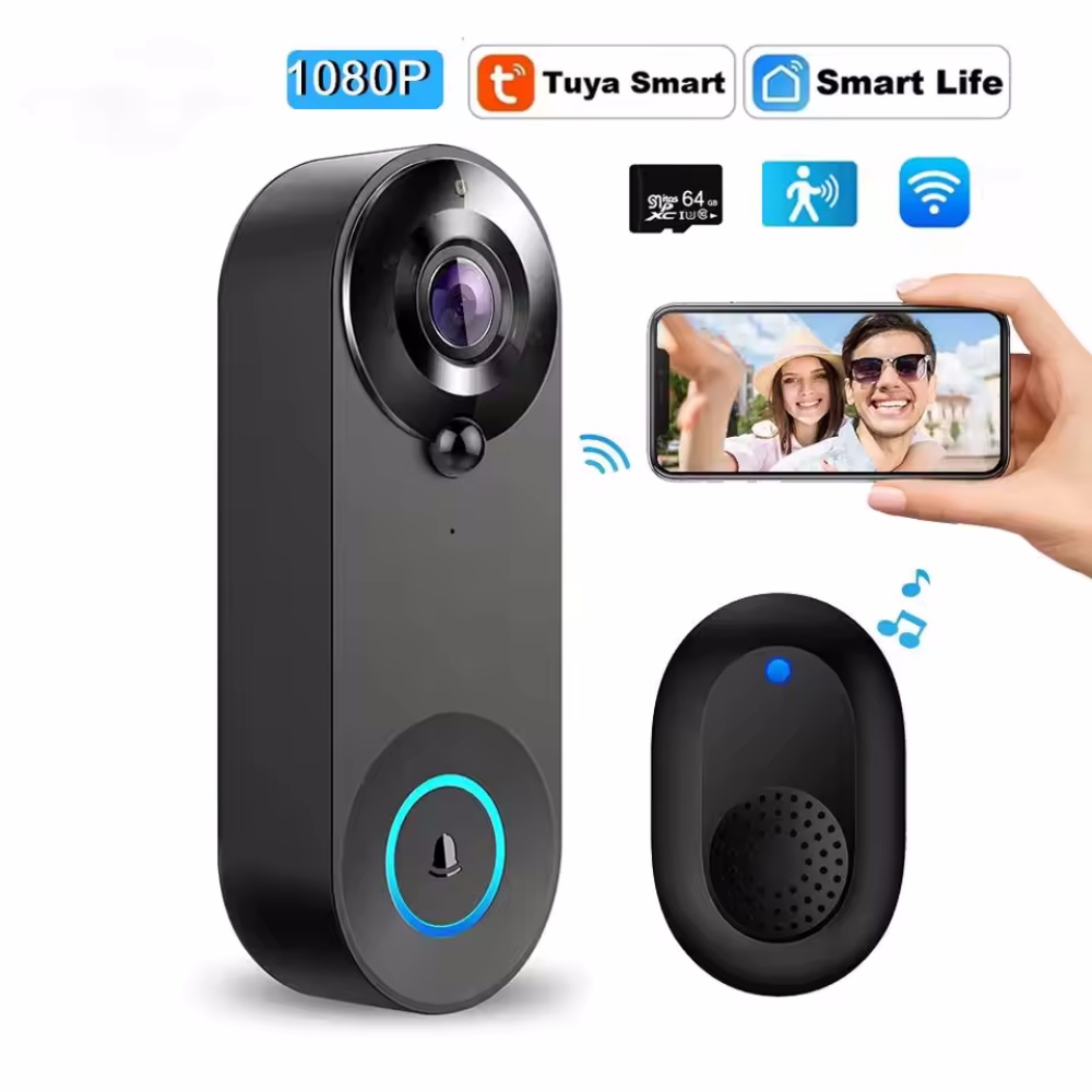 Home Security Lidar - Tuya 1080P беспроводной Wi-Fi дверной звонок