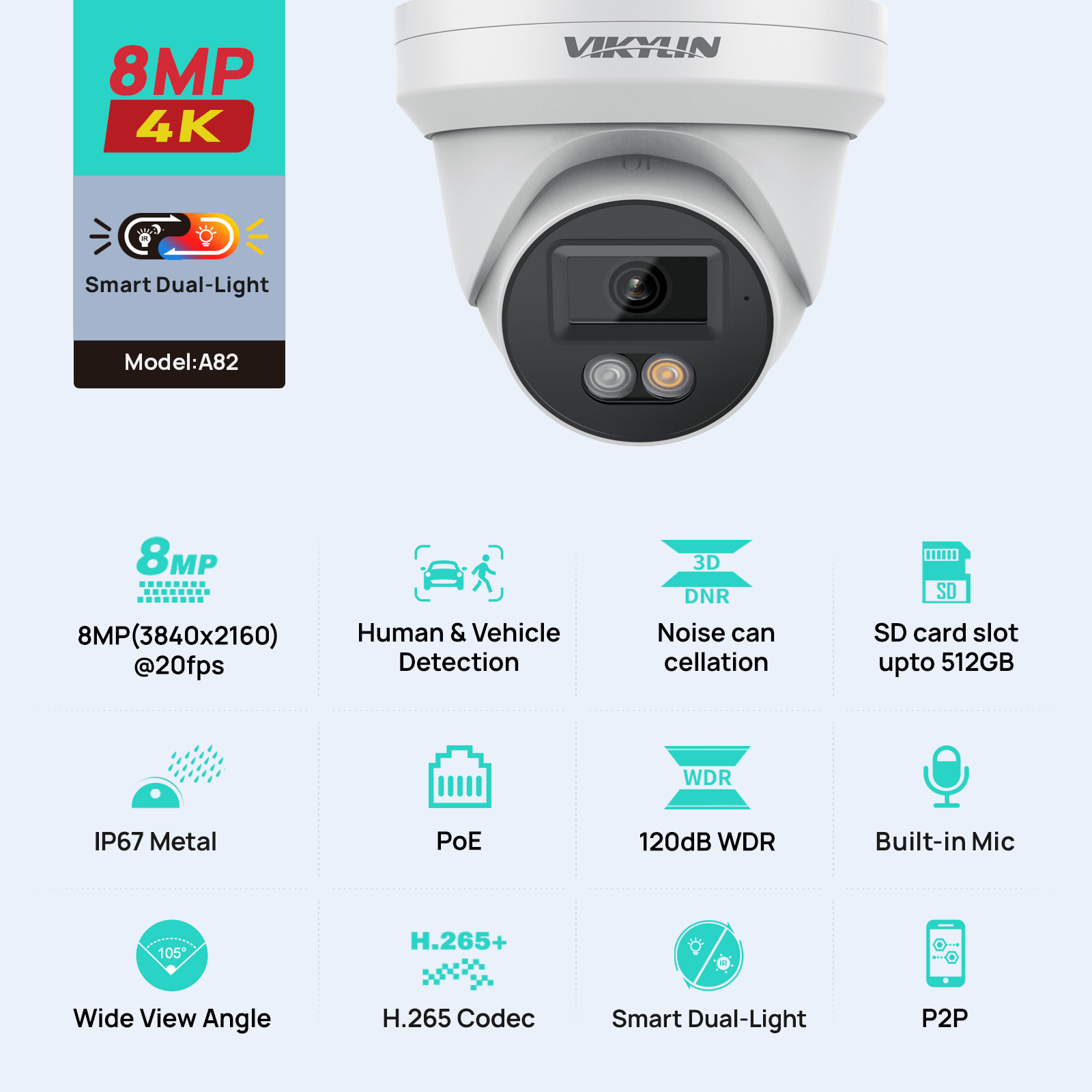 Home Security Service - IP-камера видеонаблюдения VIKYLIN 8MP 4K с