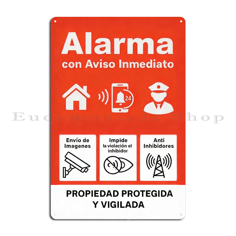 Home Security Alarm System - Винтажная металлическая табличка-постер «Ретро система сигнализации
