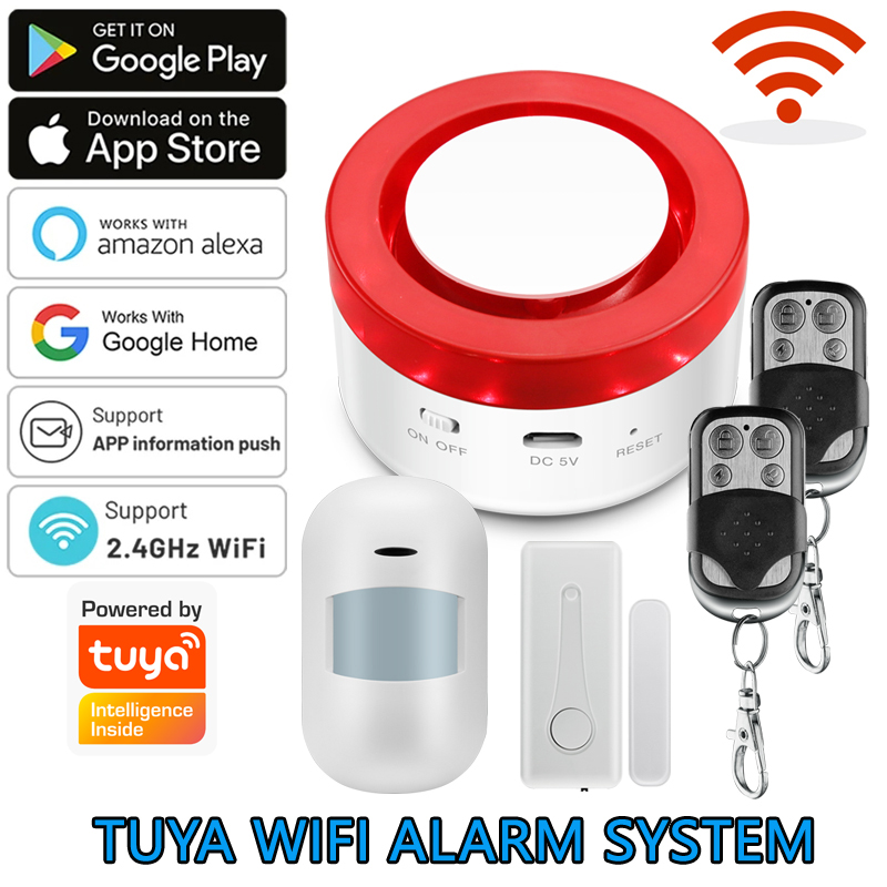 Home Security System Installation - Домашняя сигнализация Wi-Fi Tuya, 120 дБ,