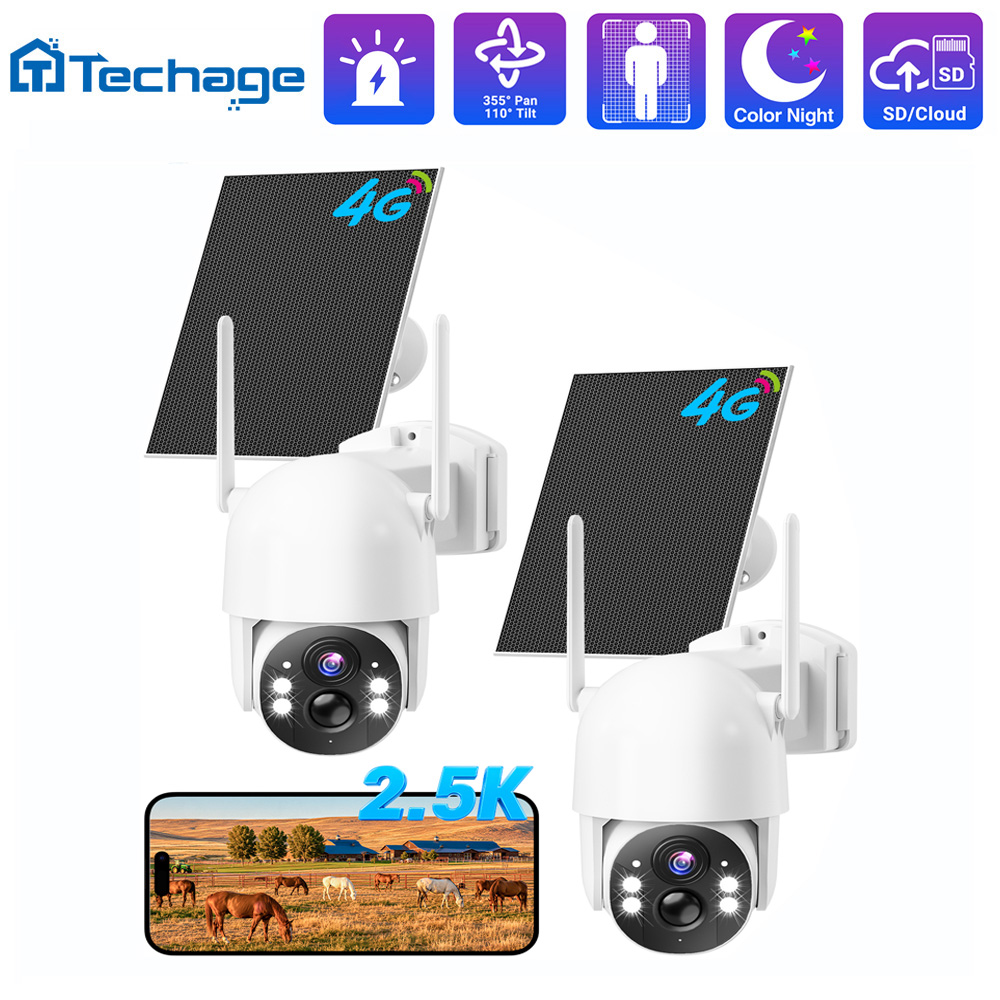 Home Security With Ai - Techage 4G LTE солнечная беспроводная камера