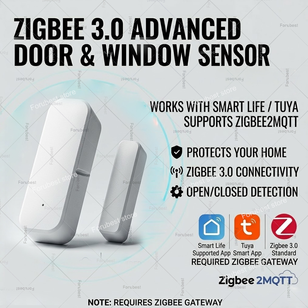 Home Security With Ai - Датчик открытия двери/окна Tuya Zigbee, беспроводной