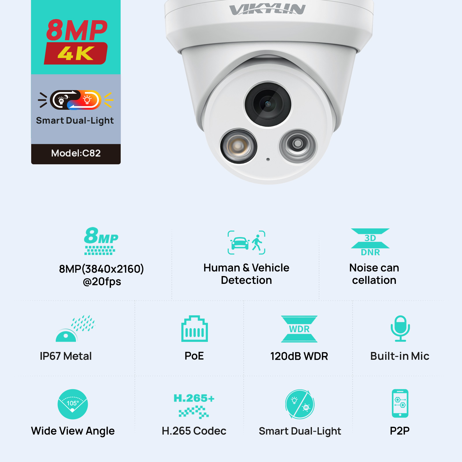Home Security Service - Уличная IP-камера VIKYLIN 8MP 4K с