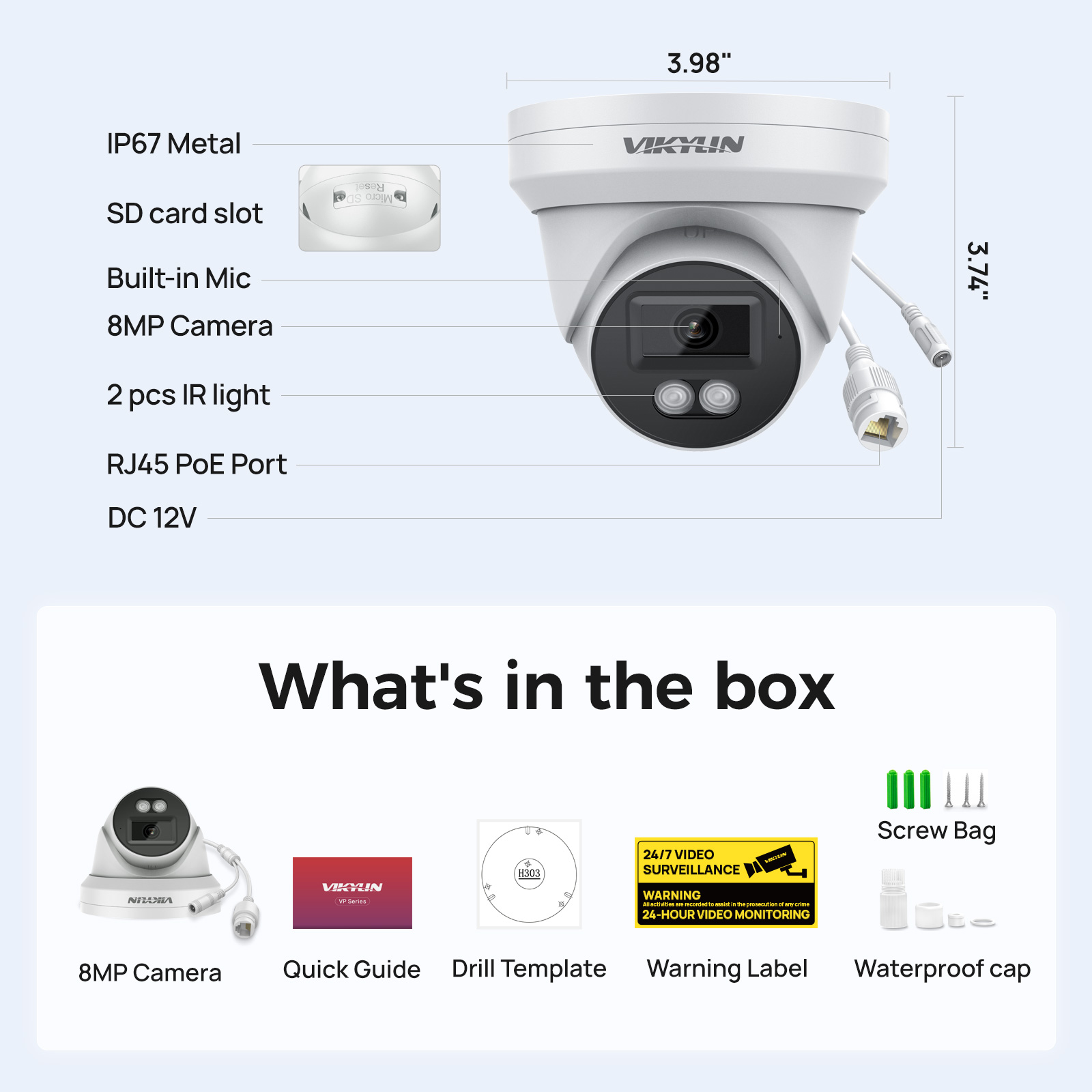 Home Security Service - VIKYLIN 8MP HD IP-камера безопасности PoE