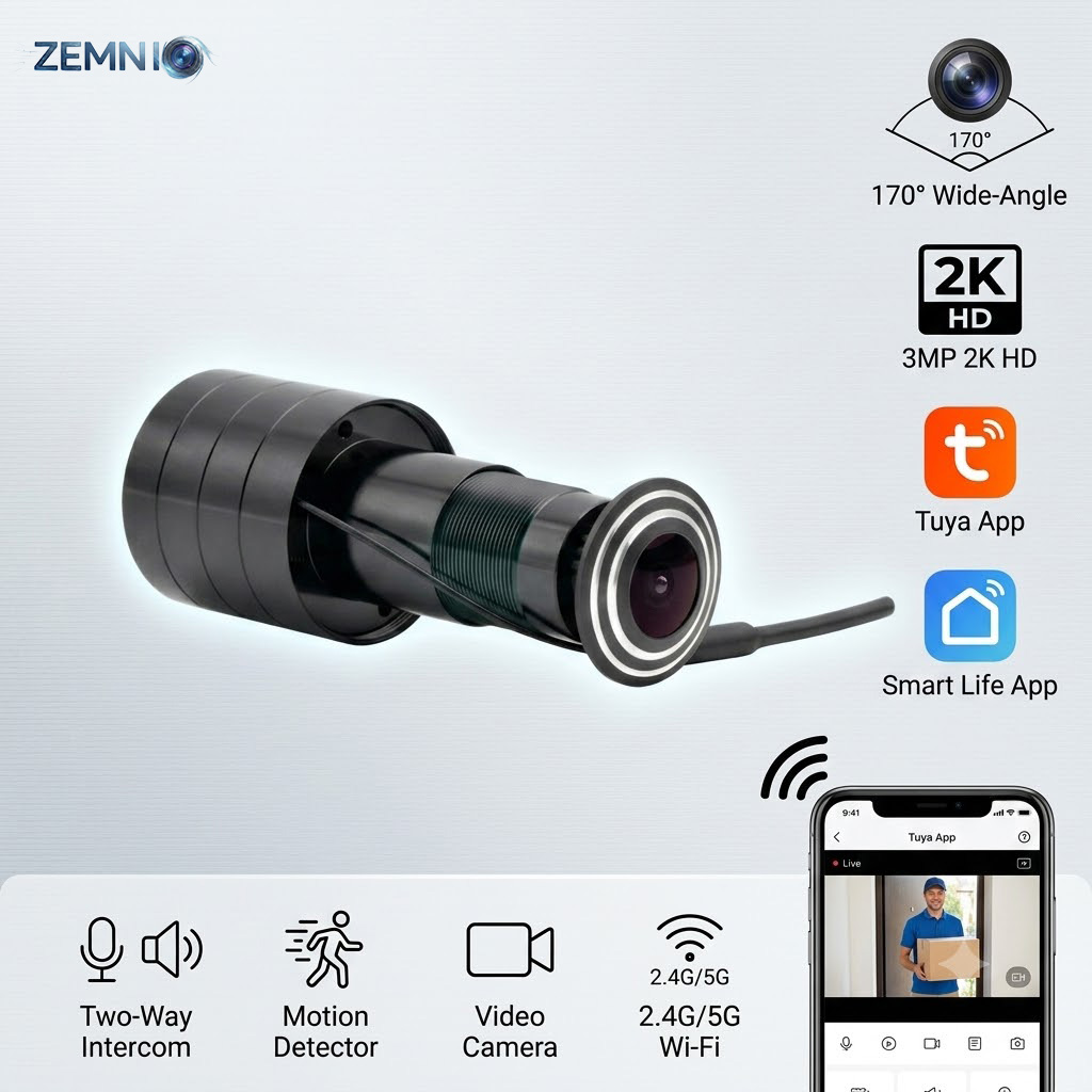 Peephole Camera Viewer - 3 МП 2K WiFi видеокамера-домофон с