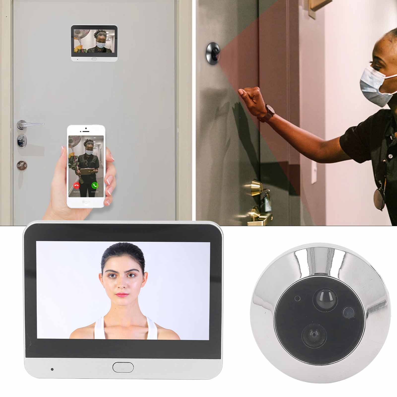 Peephole Camera Viewer - Цифровой дверной просмотрщик, широкоугольный глазок 120