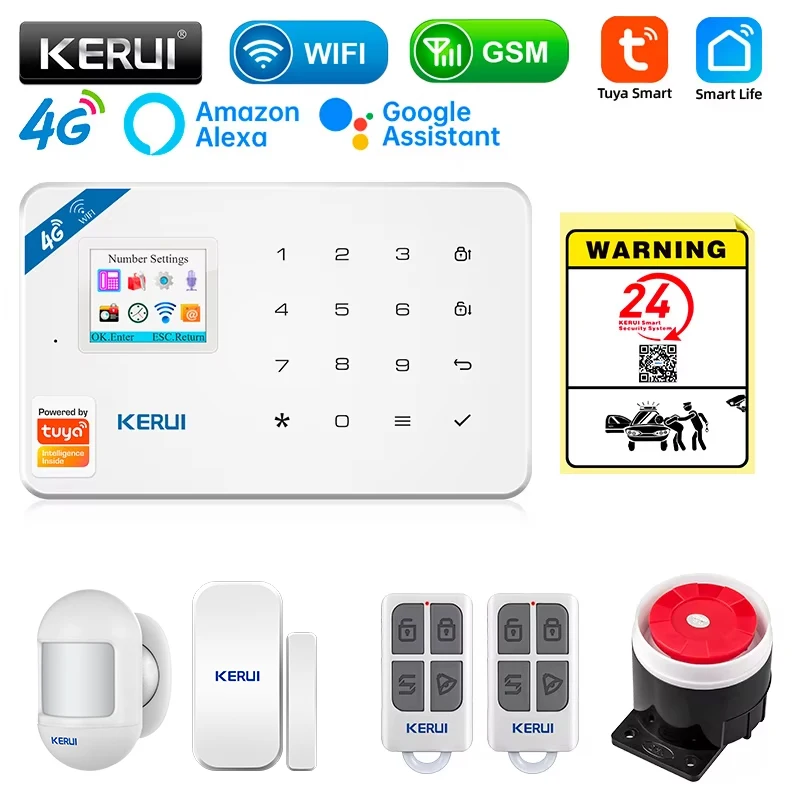 Home Security System Installation - Комплект охранной сигнализации KERUI W184 4G