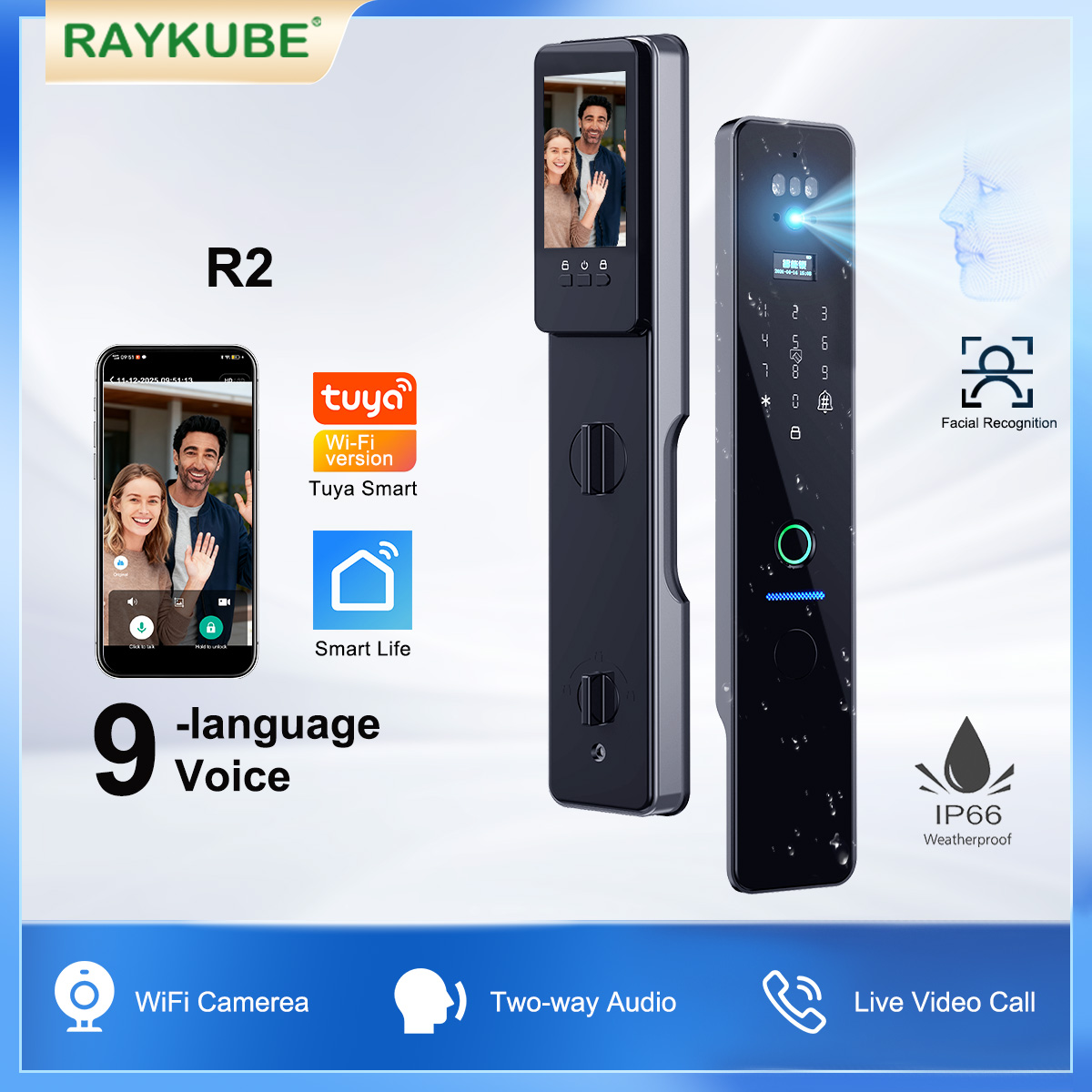 Peephole Camera Viewer - RAYKUBE R2 IP66 Водонепроницаемый Tuya WiFi