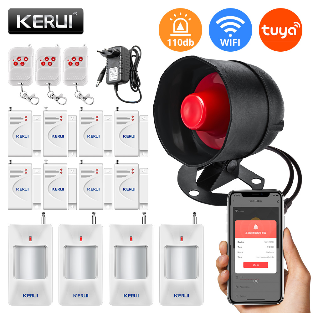 Home Security System Installation - Громкий динамик KERUI Tuya с Wi-Fi,