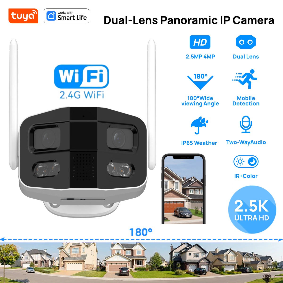 Tuya Smart 4MP 2.5K Dual-Lens, – обзор и цена Home Security Camera Xiaomi