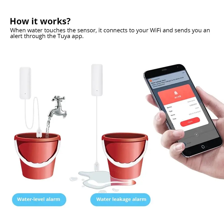 Умный датчик утечки воды Tuya, – обзор и цена Home Security With Ai